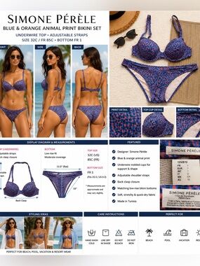 Simone Pérèle Animal Print Underwire Bikini Set 32C / FR 85C Bottom FR 1